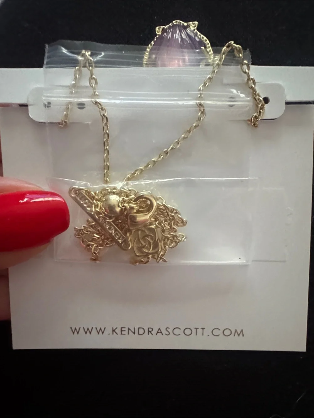 Kendra Scott Purple Brynn SeaShell Pendant Gold Chain Necklace NEW $79